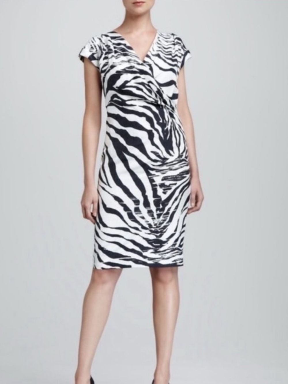 Lafayette 148 New York Black & White Zebra-Print Mini Dress silk